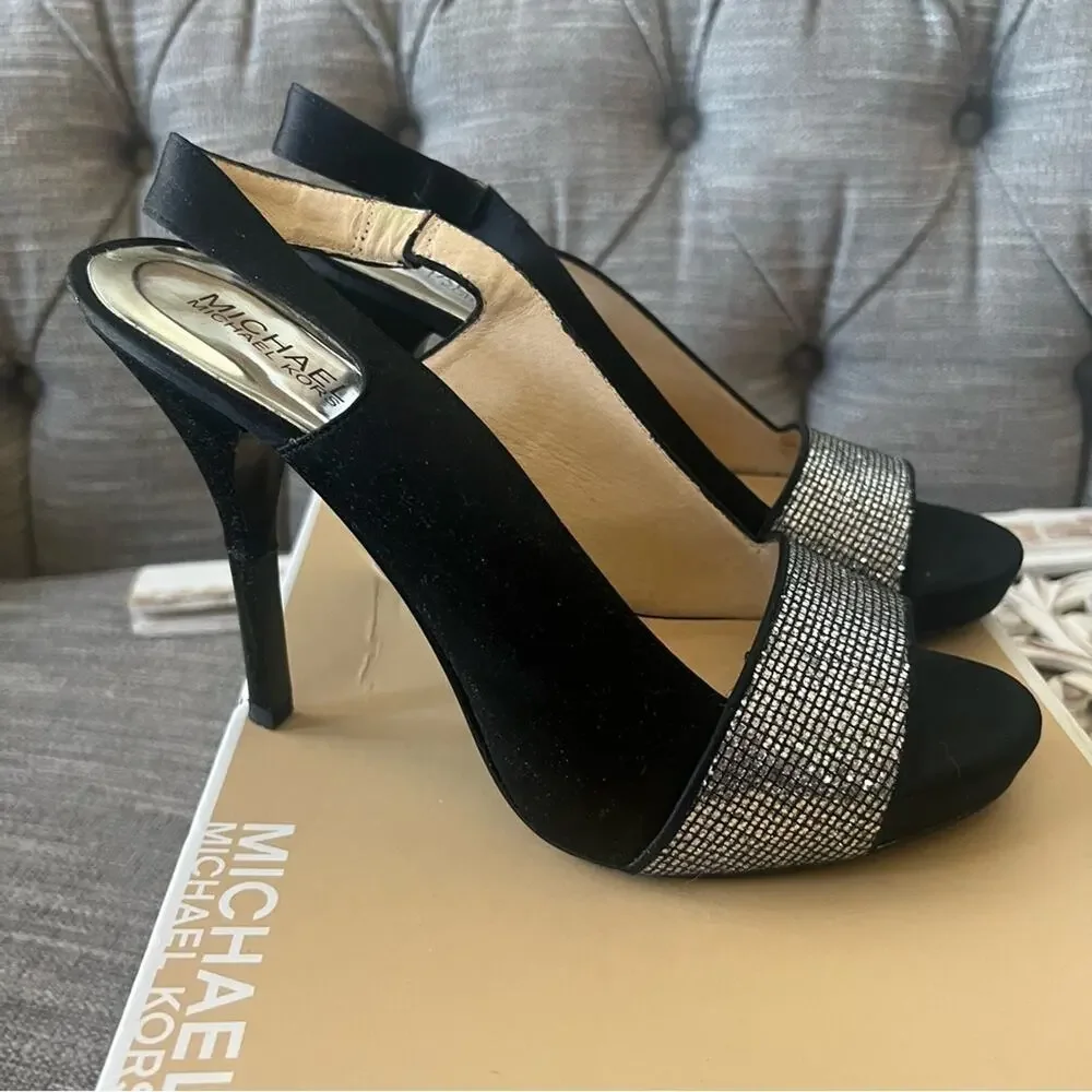 Michael Kors Black Rhinestone Heels Shoes Women’s 10
